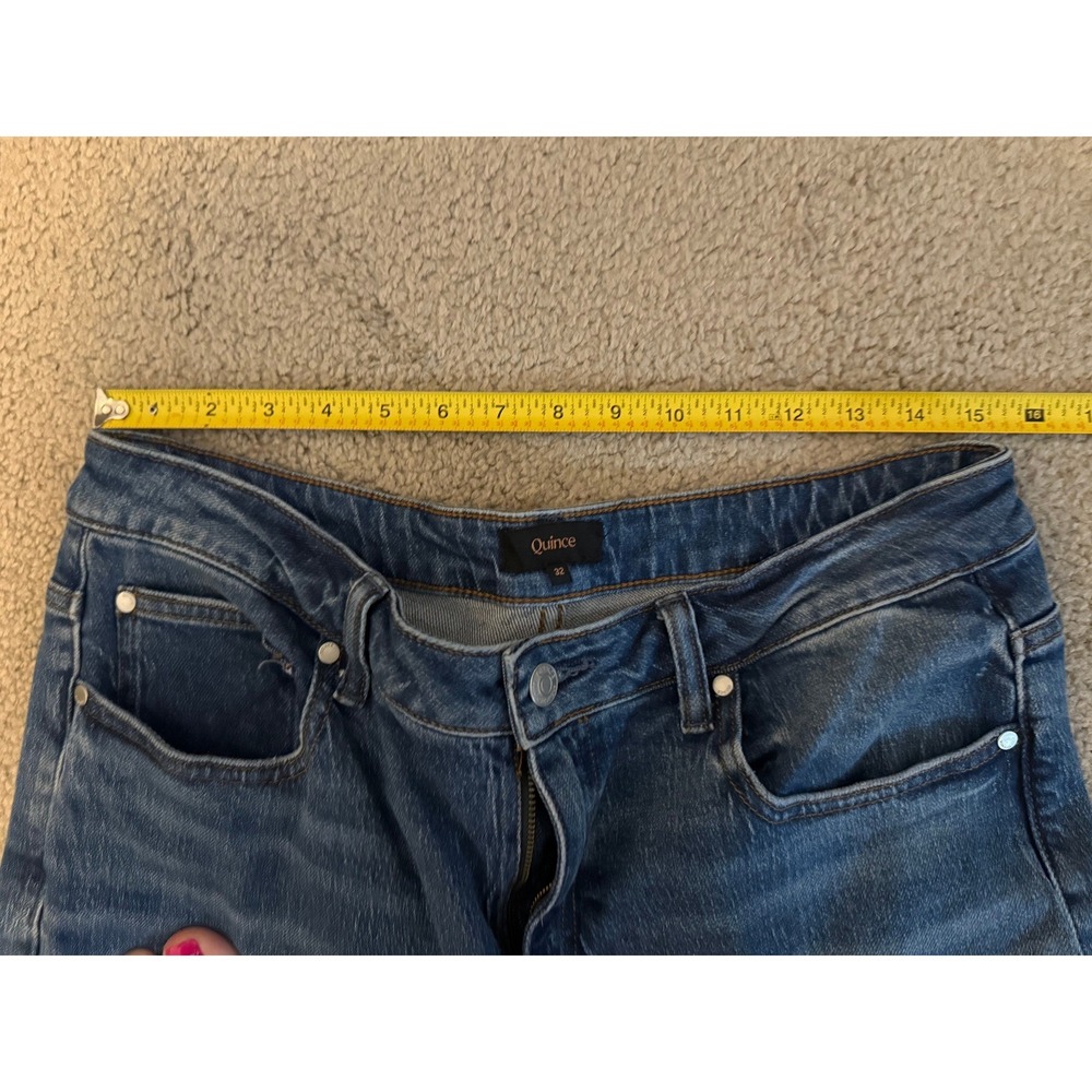 Quince Bella Stretch Barrel Jeans Atlantic Blue 32 Organic Cotton 28 Inseam - Picture 4 of 10